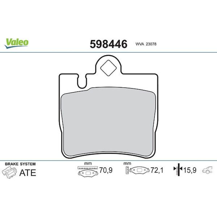 Valeo 598446 Bremsbelagsatz, Scheibenbremse