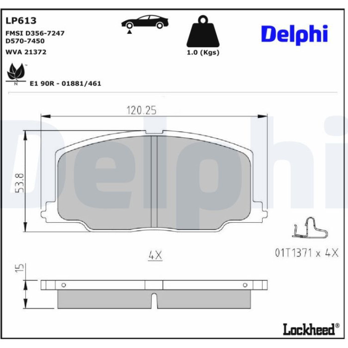 Delphi LP613 Bremsbelagsatz, Scheibenbremse Delphi LP613 Bremsbelagsatz, Scheibenbremse