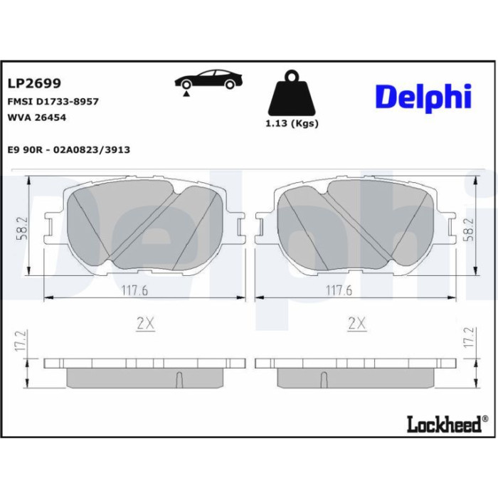 Delphi LP2699 Bremsbelagsatz, Scheibenbremse
