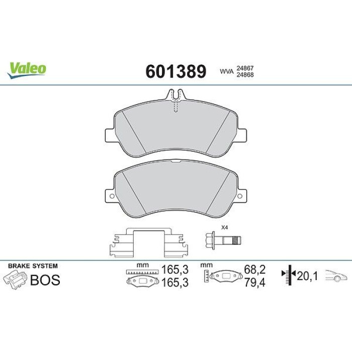 Valeo 601389 Bremsbelagsatz, Scheibenbremse Valeo 601389 Bremsbelagsatz, Scheibenbremse