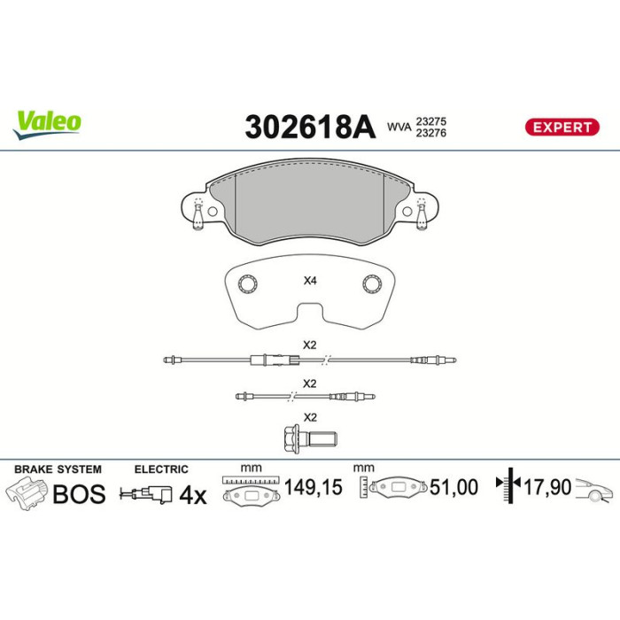 Valeo 302618A Bremsbelagsatz, Scheibenbremse EXPERT Valeo 302618A Bremsbelagsatz, Scheibenbremse EXPERT
