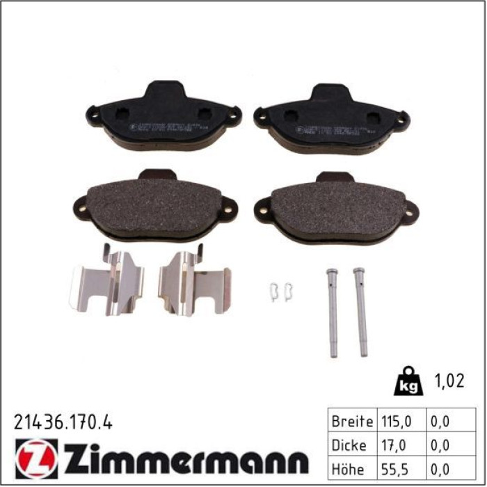 Zimmermann 21436.170.4 Bremsbelagsatz, Scheibenbremse