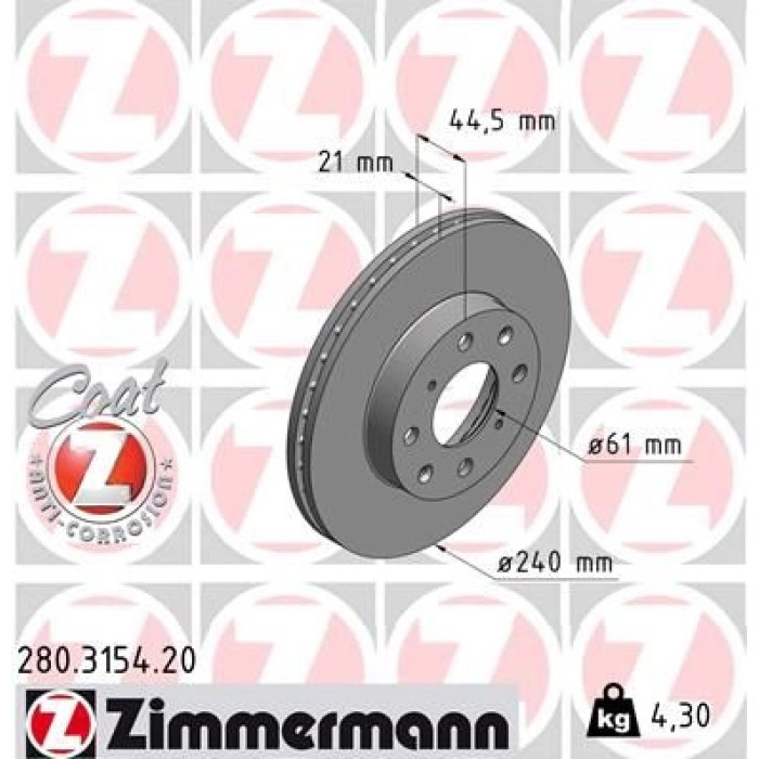 Zimmermann 280.3154.20 Bremsscheibe Coat Z Zimmermann 280.3154.20 Bremsscheibe Coat Z