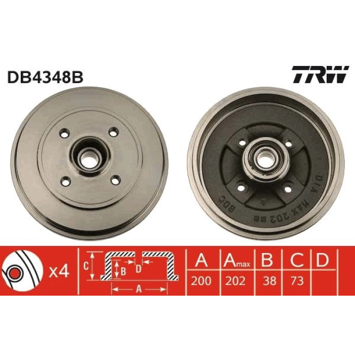 TRW DB4348B Bremstrommel