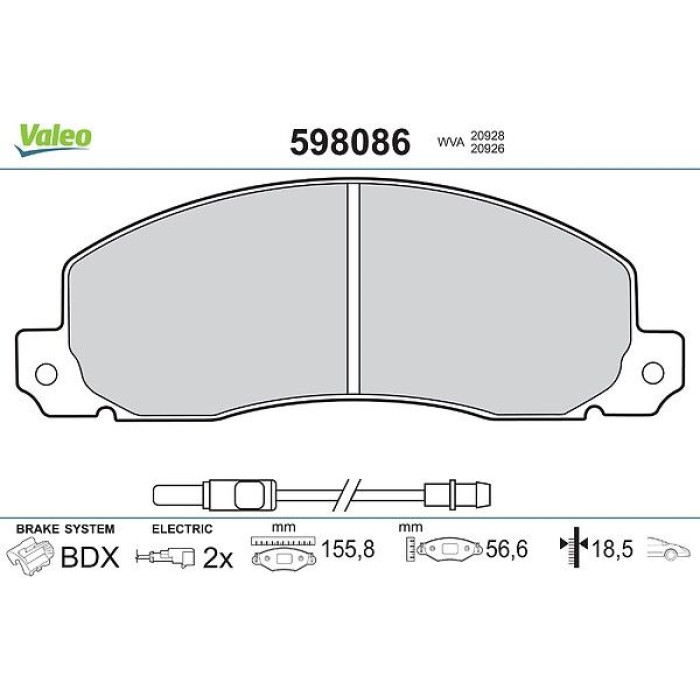 Valeo 598086 Bremsbelagsatz, Scheibenbremse Valeo 598086 Bremsbelagsatz, Scheibenbremse