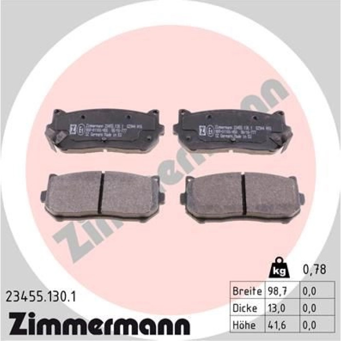 Zimmermann 23455.130.1 Bremsbelagsatz, Scheibenbremse Zimmermann 23455.130.1 Bremsbelagsatz, Scheibenbremse