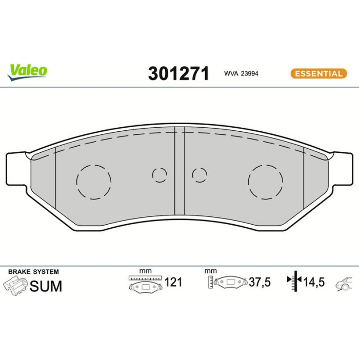 Valeo 301271 Bremsbelagsatz, Scheibenbremse ESSENTIAL