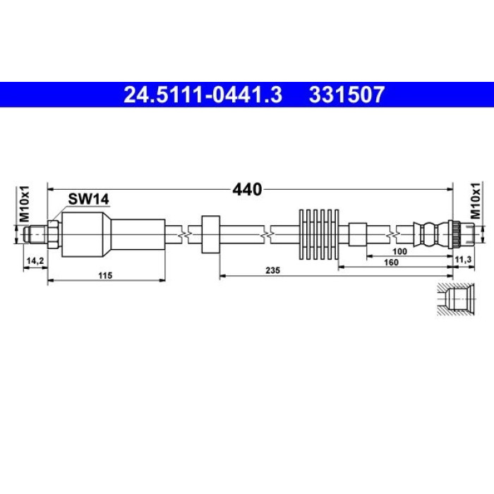 2x ATE 24.5111-0441.3 Bremsschlauch 2 x
