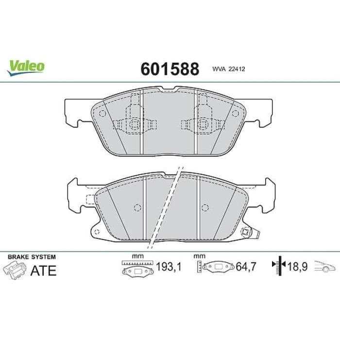 Valeo 601588 Bremsbelagsatz, Scheibenbremse