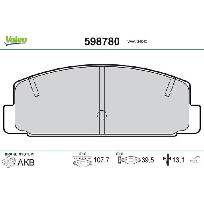 Valeo 598780 Bremsbelagsatz, Scheibenbremse Valeo 598780 Bremsbelagsatz, Scheibenbremse