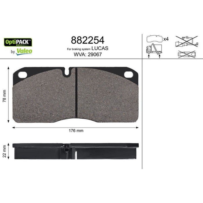 Valeo 882254 Bremsbelagsatz, Scheibenbremse OPTIPACK Valeo 882254 Bremsbelagsatz, Scheibenbremse OPTIPACK