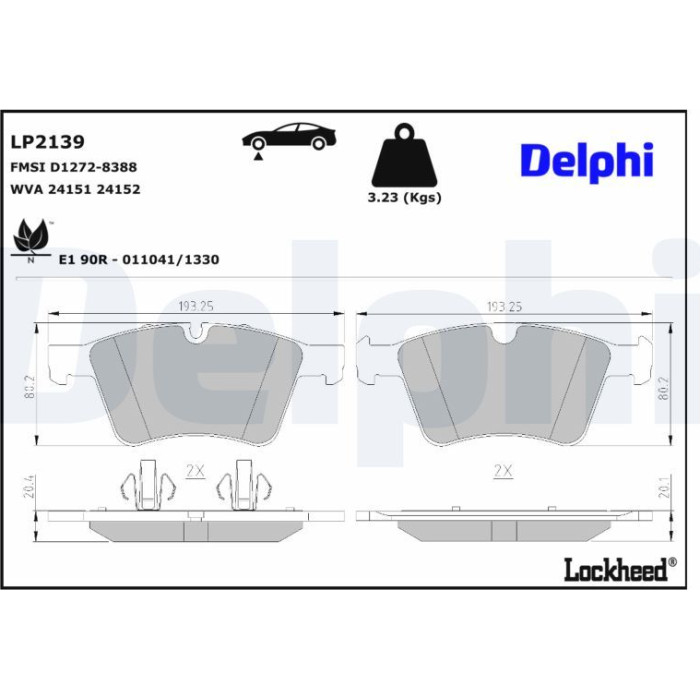 Delphi LP2139 Bremsbelagsatz, Scheibenbremse Delphi LP2139 Bremsbelagsatz, Scheibenbremse