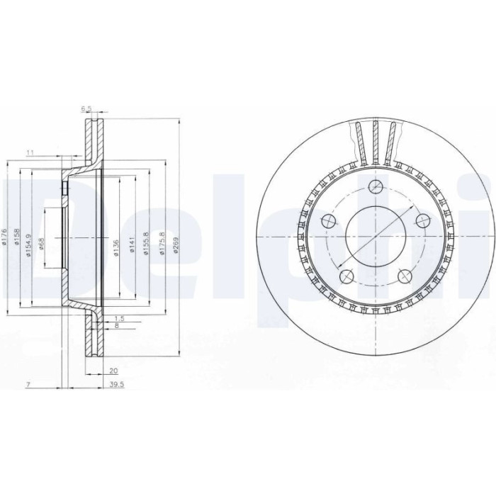 Delphi BG2519 Bremsscheibe Delphi BG2519 Bremsscheibe
