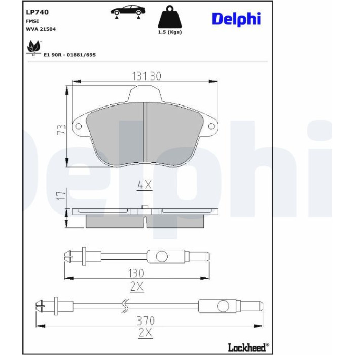 Delphi LP740 Bremsbelagsatz, Scheibenbremse Delphi LP740 Bremsbelagsatz, Scheibenbremse