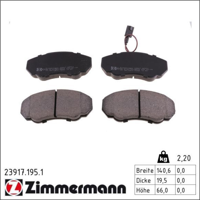 Zimmermann 23917.195.1 Bremsbelagsatz, Scheibenbremse Zimmermann 23917.195.1 Bremsbelagsatz, Scheibenbremse
