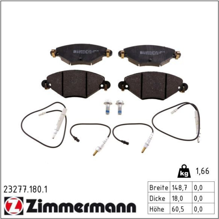 Zimmermann 23277.180.1 Bremsbelagsatz, Scheibenbremse Zimmermann 23277.180.1 Bremsbelagsatz, Scheibenbremse
