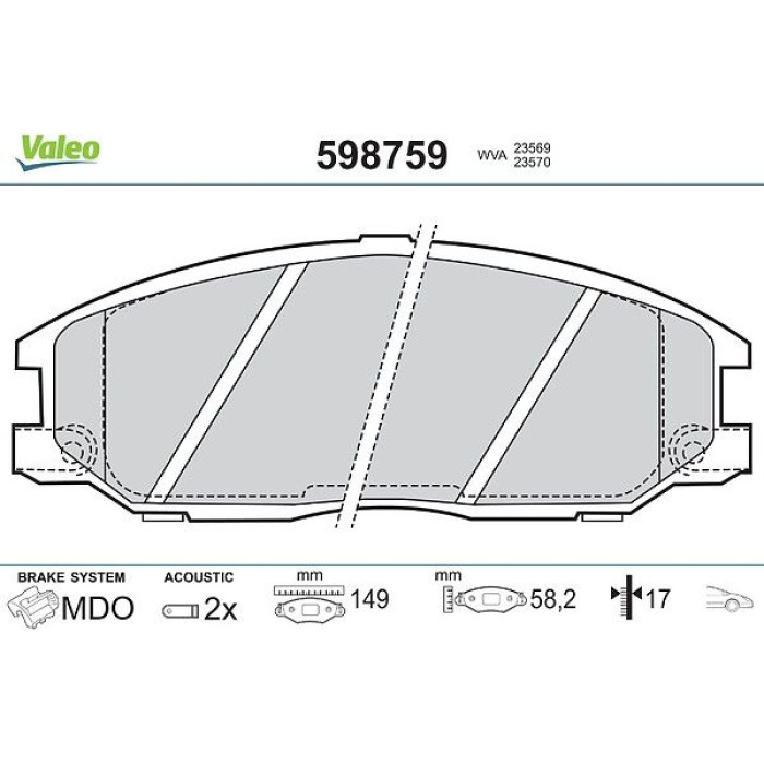 Valeo 598759 Bremsbelagsatz, Scheibenbremse