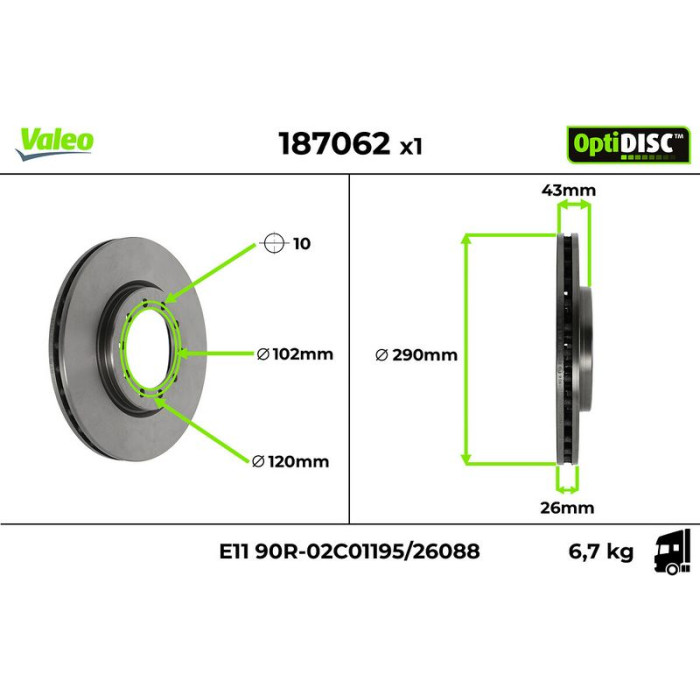 Valeo 187062 Bremsscheibe OptiDISC Valeo 187062 Bremsscheibe OptiDISC