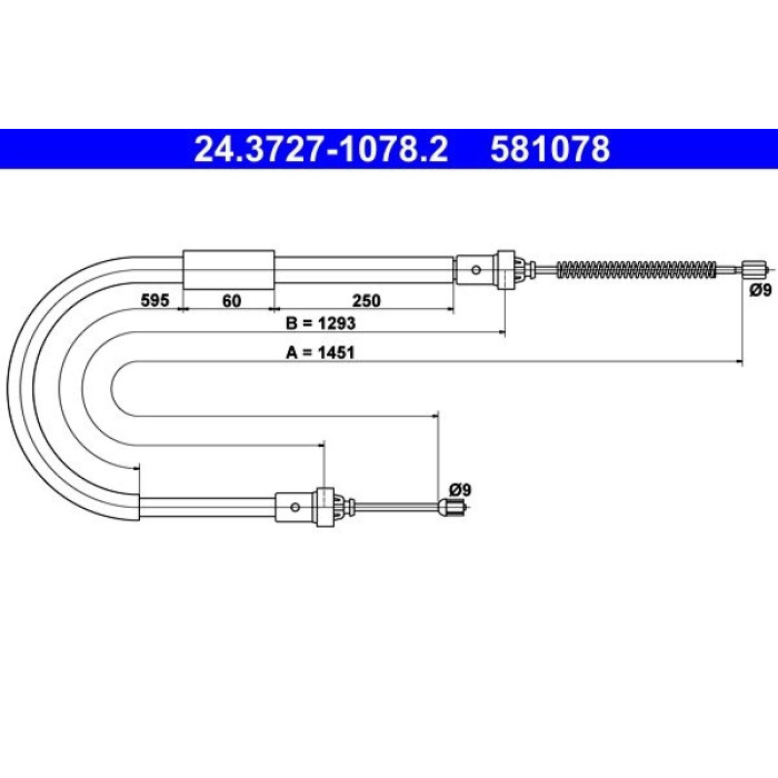 ATE 24.3727-1078.2 Seilzug, Feststellbremse ATE 24.3727-1078.2 Seilzug, Feststellbremse