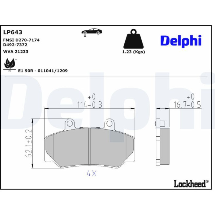 Delphi LP643 Bremsbelagsatz, Scheibenbremse Delphi LP643 Bremsbelagsatz, Scheibenbremse