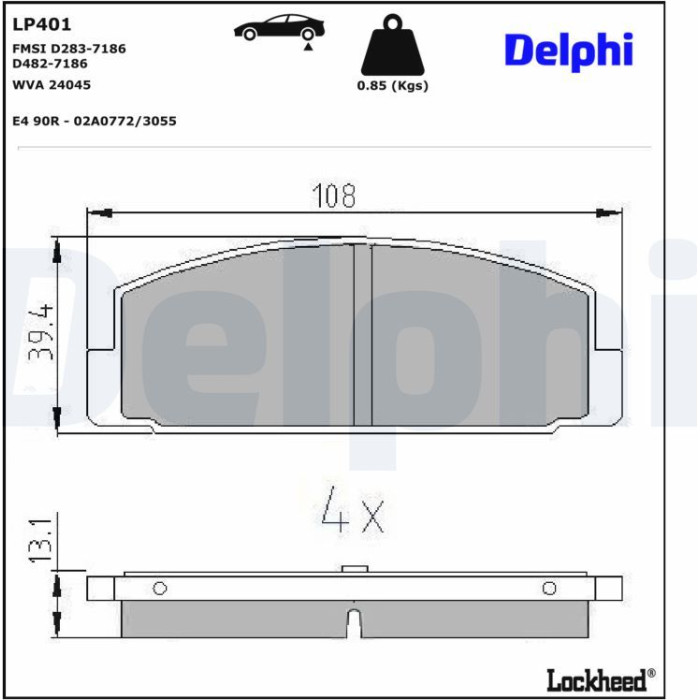 Delphi LP401 Bremsbelagsatz, Scheibenbremse Delphi LP401 Bremsbelagsatz, Scheibenbremse