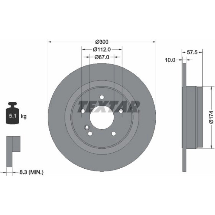 Textar 92163303 Bremsscheibe PRO