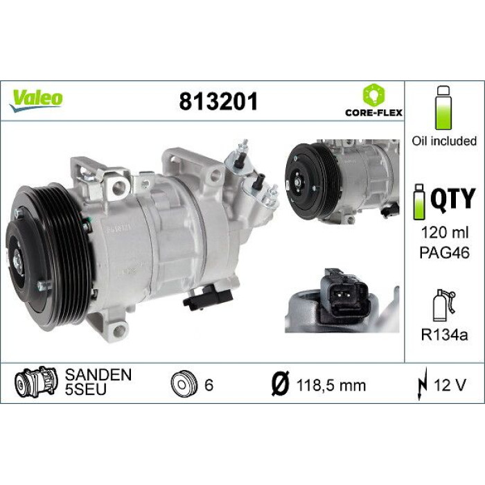 Valeo 813201 Kompressor, Klimaanlage CORE-FLEX