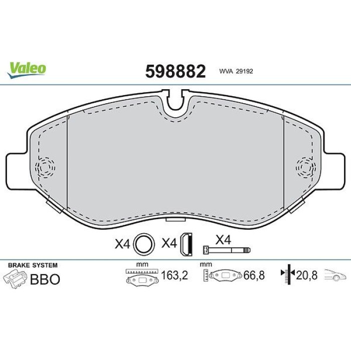 Valeo 598882 Bremsbelagsatz, Scheibenbremse Valeo 598882 Bremsbelagsatz, Scheibenbremse