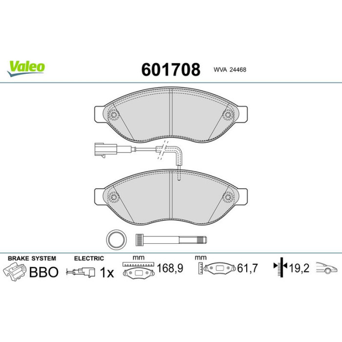 Valeo 601708 Bremsbelagsatz, Scheibenbremse Valeo 601708 Bremsbelagsatz, Scheibenbremse