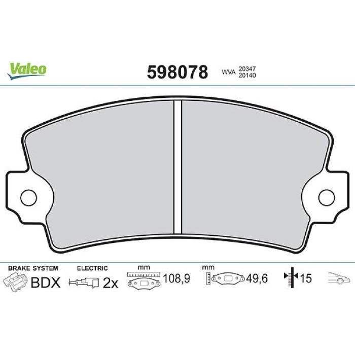 Valeo 598078 Bremsbelagsatz, Scheibenbremse Valeo 598078 Bremsbelagsatz, Scheibenbremse