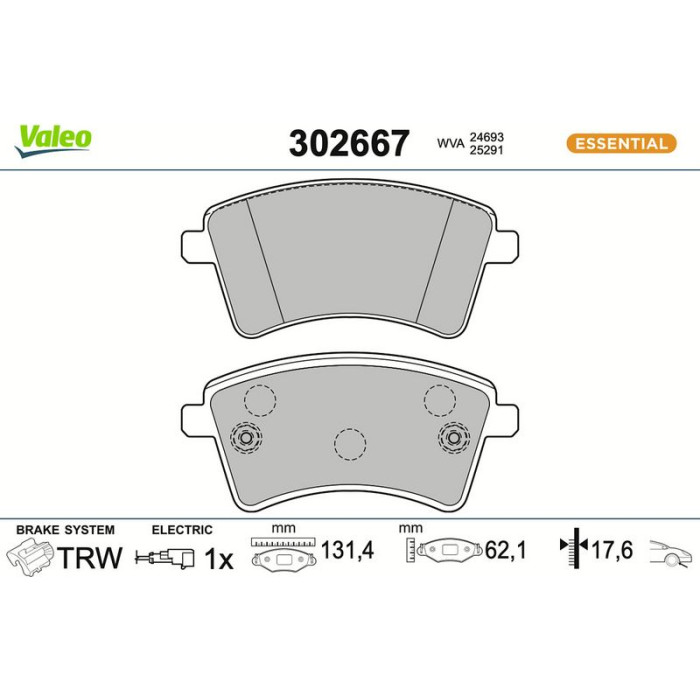 Valeo 302667 Bremsbelagsatz, Scheibenbremse ESSENTIAL