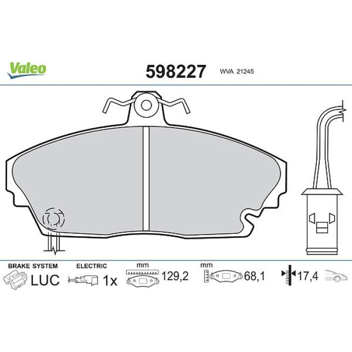 Valeo 598227 Bremsbelagsatz, Scheibenbremse Valeo 598227 Bremsbelagsatz, Scheibenbremse