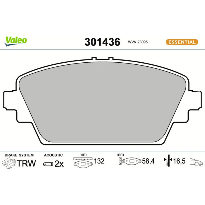 Valeo 301436 Bremsbelagsatz, Scheibenbremse ESSENTIAL Valeo 301436 Bremsbelagsatz, Scheibenbremse ESSENTIAL