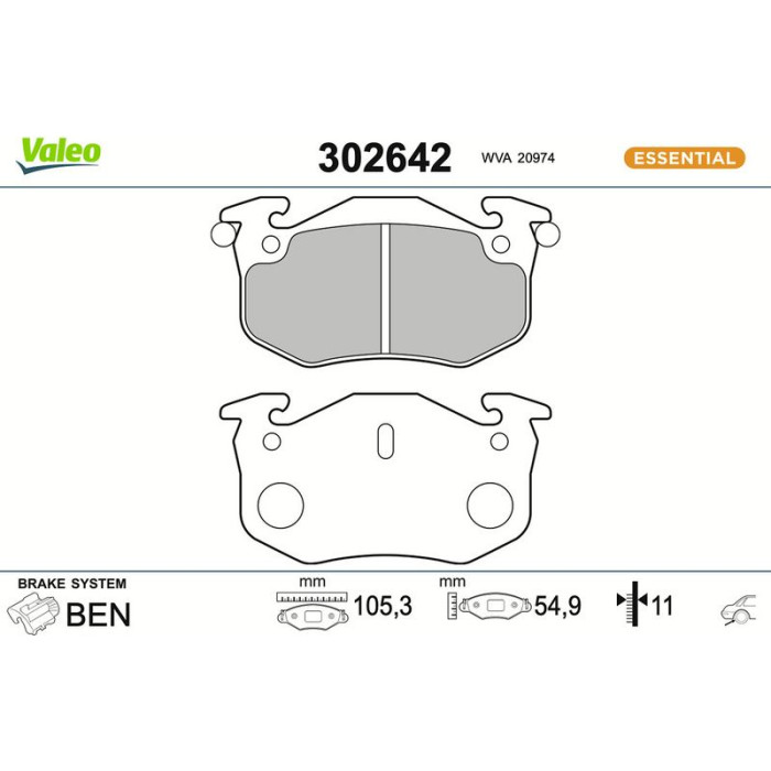 Valeo 302642 Bremsbelagsatz, Scheibenbremse ESSENTIAL