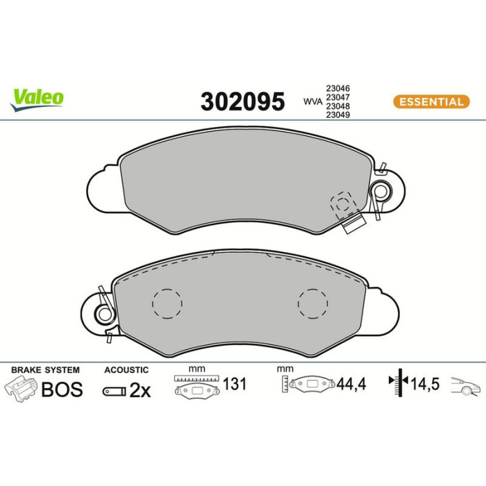 Valeo 302095 Bremsbelagsatz, Scheibenbremse ESSENTIAL Valeo 302095 Bremsbelagsatz, Scheibenbremse ESSENTIAL