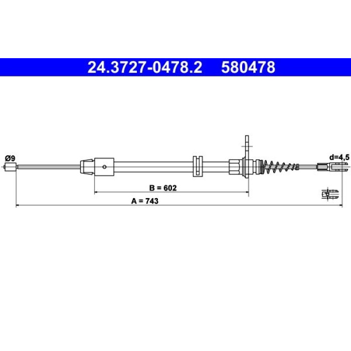 ATE 24.3727-0478.2 Seilzug, Feststellbremse ATE 24.3727-0478.2 Seilzug, Feststellbremse