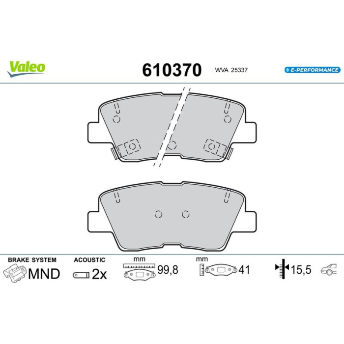 Valeo 610370 Bremsbelagsatz, Scheibenbremse E-PERFORMANCE Valeo 610370 Bremsbelagsatz, Scheibenbremse E-PERFORMANCE