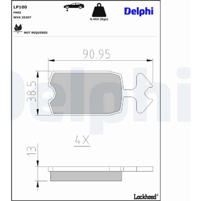 Delphi LP100 Bremsbelagsatz, Scheibenbremse Delphi LP100 Bremsbelagsatz, Scheibenbremse