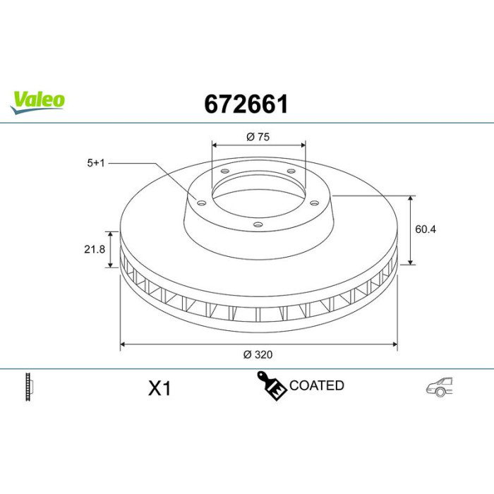 Valeo 672661 Bremsscheibe COATED Valeo 672661 Bremsscheibe COATED