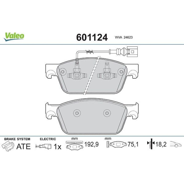 Valeo 601124 Bremsbelagsatz, Scheibenbremse
