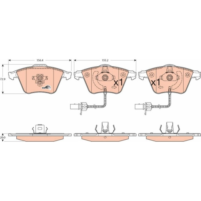 TRW GDB1554 Bremsbelagsatz, Scheibenbremse COTEC TRW GDB1554 Bremsbelagsatz, Scheibenbremse COTEC
