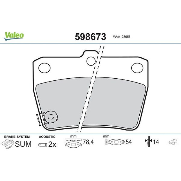 Valeo 598673 Bremsbelagsatz, Scheibenbremse
