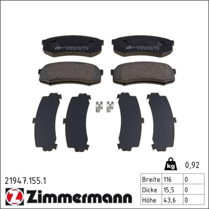 Zimmermann 21947.155.1 Bremsbelagsatz, Scheibenbremse Zimmermann 21947.155.1 Bremsbelagsatz, Scheibenbremse