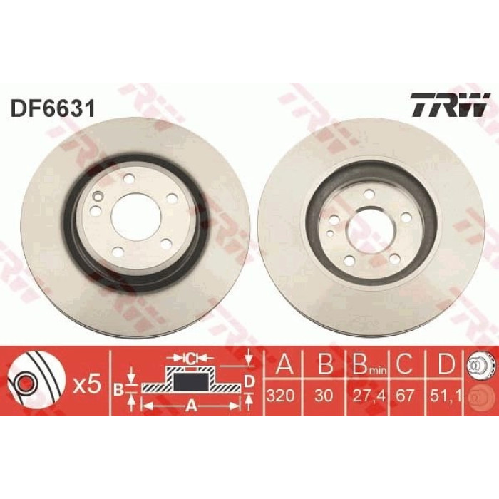 TRW DF6631 Bremsscheibe TRW DF6631 Bremsscheibe