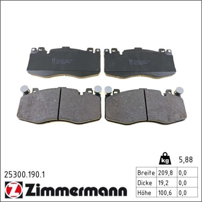 Zimmermann 25300.190.1 Bremsbelagsatz, Scheibenbremse Zimmermann 25300.190.1 Bremsbelagsatz, Scheibenbremse