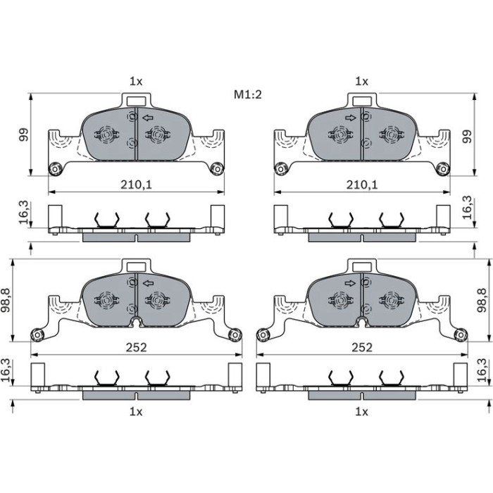 BOSCH 0 986 424 432 Bremsbelagsatz, Scheibenbremse