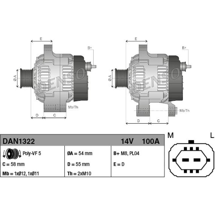 Denso DAN1322 Generator