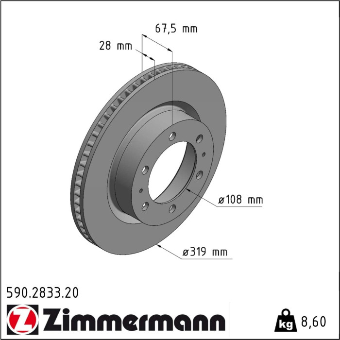 Zimmermann 590.2833.20 Bremsscheibe Coat Z