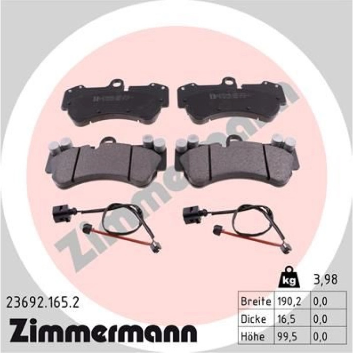 Zimmermann 23692.165.2 Bremsbelagsatz, Scheibenbremse