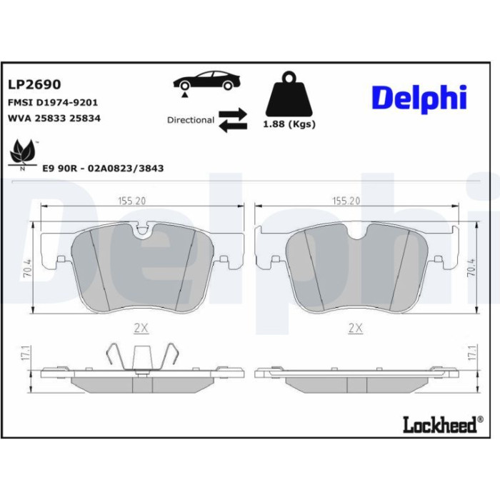 Delphi LP2690 Bremsbelagsatz, Scheibenbremse